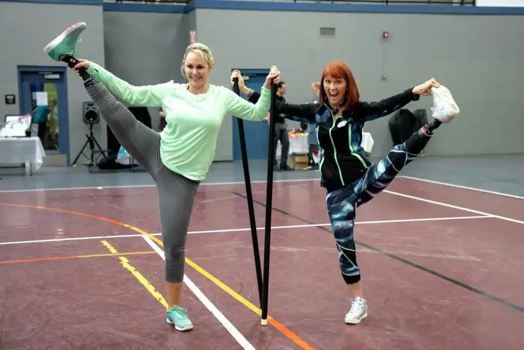 Paula and Michelle doing Bo-Yoga at the Discover Conference